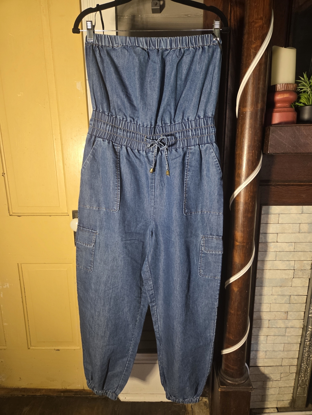 Blush Blue Strapless Utility Jumpsuit